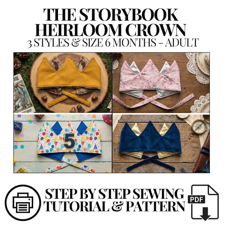 Reversible Fabric Crown Sewing Pattern - Practiced Beginner