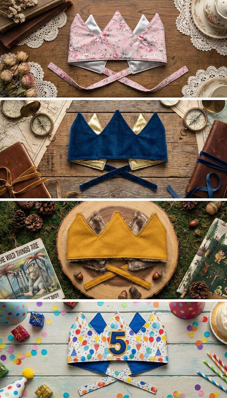 Reversible Fabric Crown Sewing Pattern - Practiced Beginner