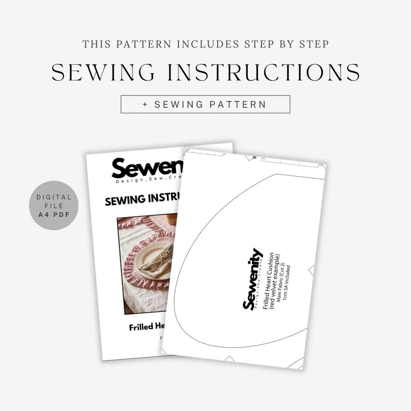 Frilled Heart Placemat Sewing Pattern - Beginner