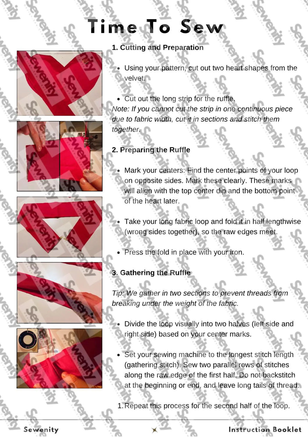Frilled Heart Placemat Sewing Pattern - Beginner