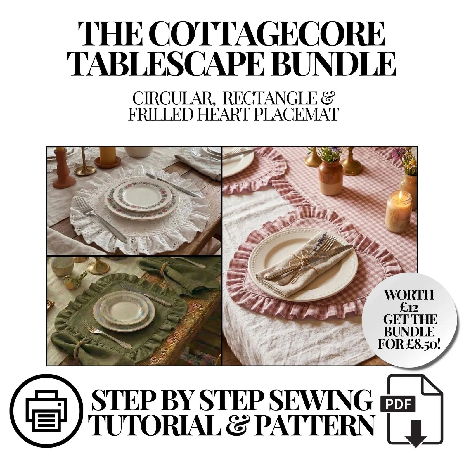 Cottagecore Placemat Sewing Pattern Bundle